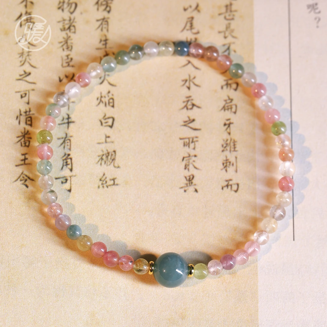 单圈碧玺手串3mm搭配翡翠路路通手链F4725多样性发一