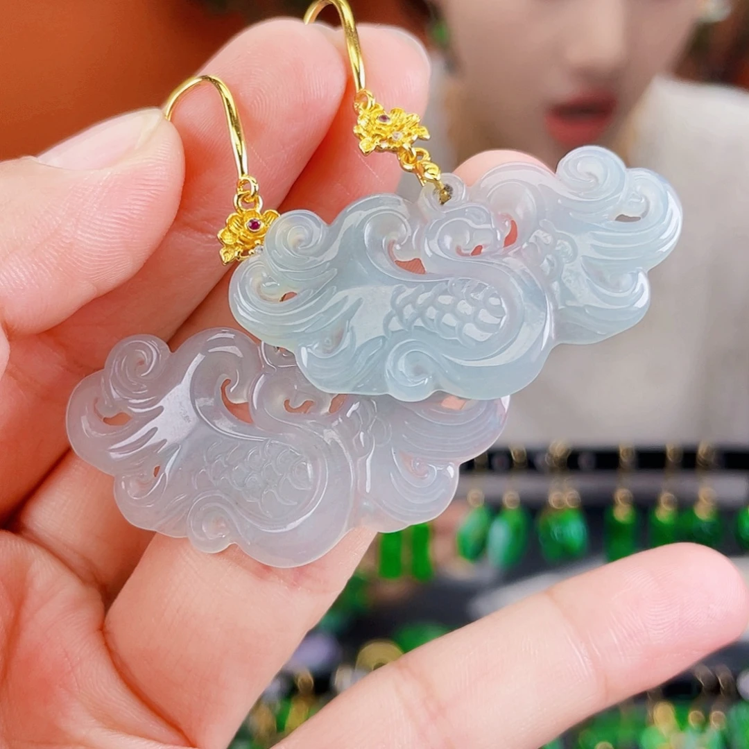 翡翠未镶嵌耳饰饰品