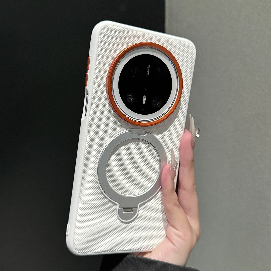 磁吸旋转支架适用华为mate70pro手机壳新款钻石纹素皮防摔保护套