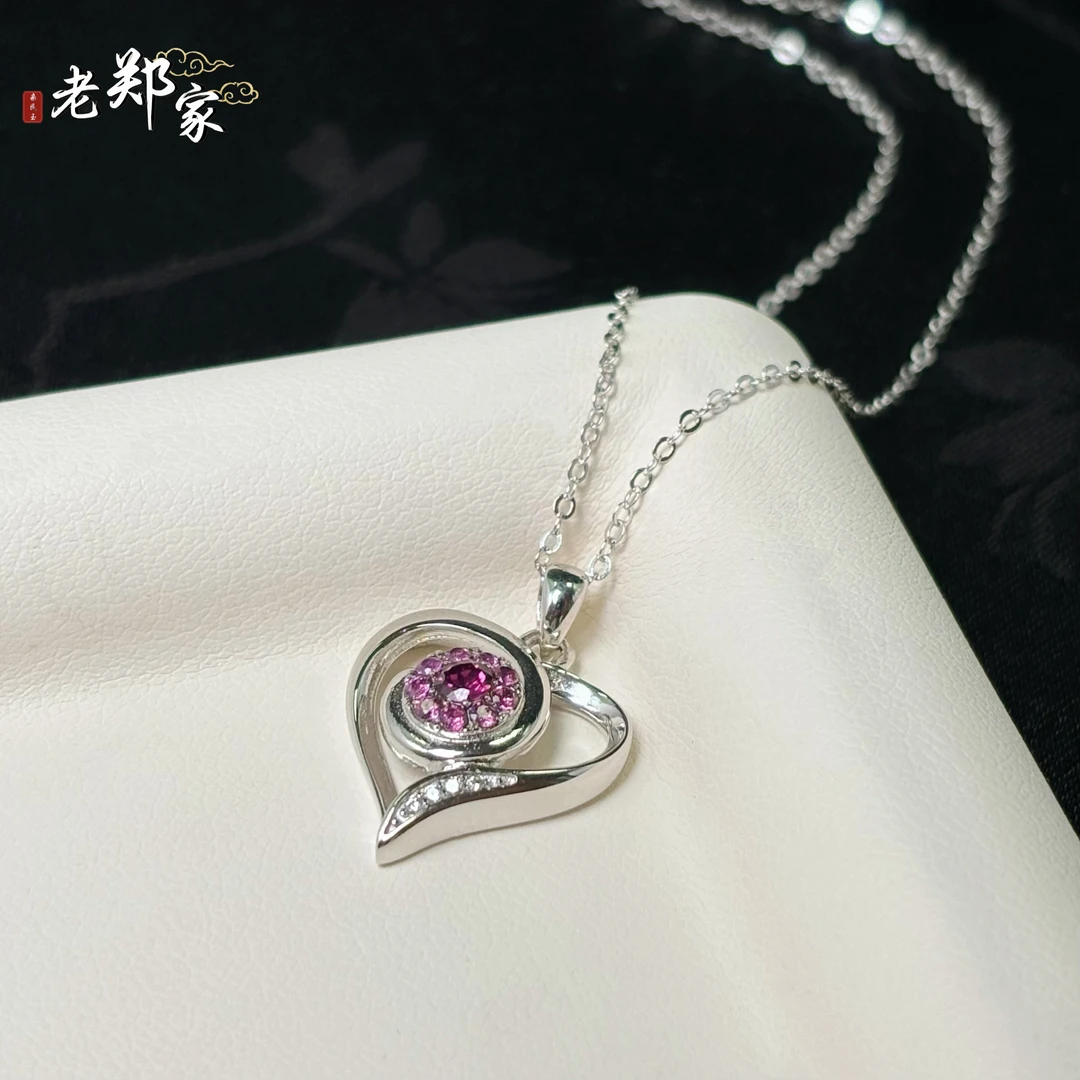 【老郑家】925银镶石榴石吊坠 (多样性发一件) 不带链