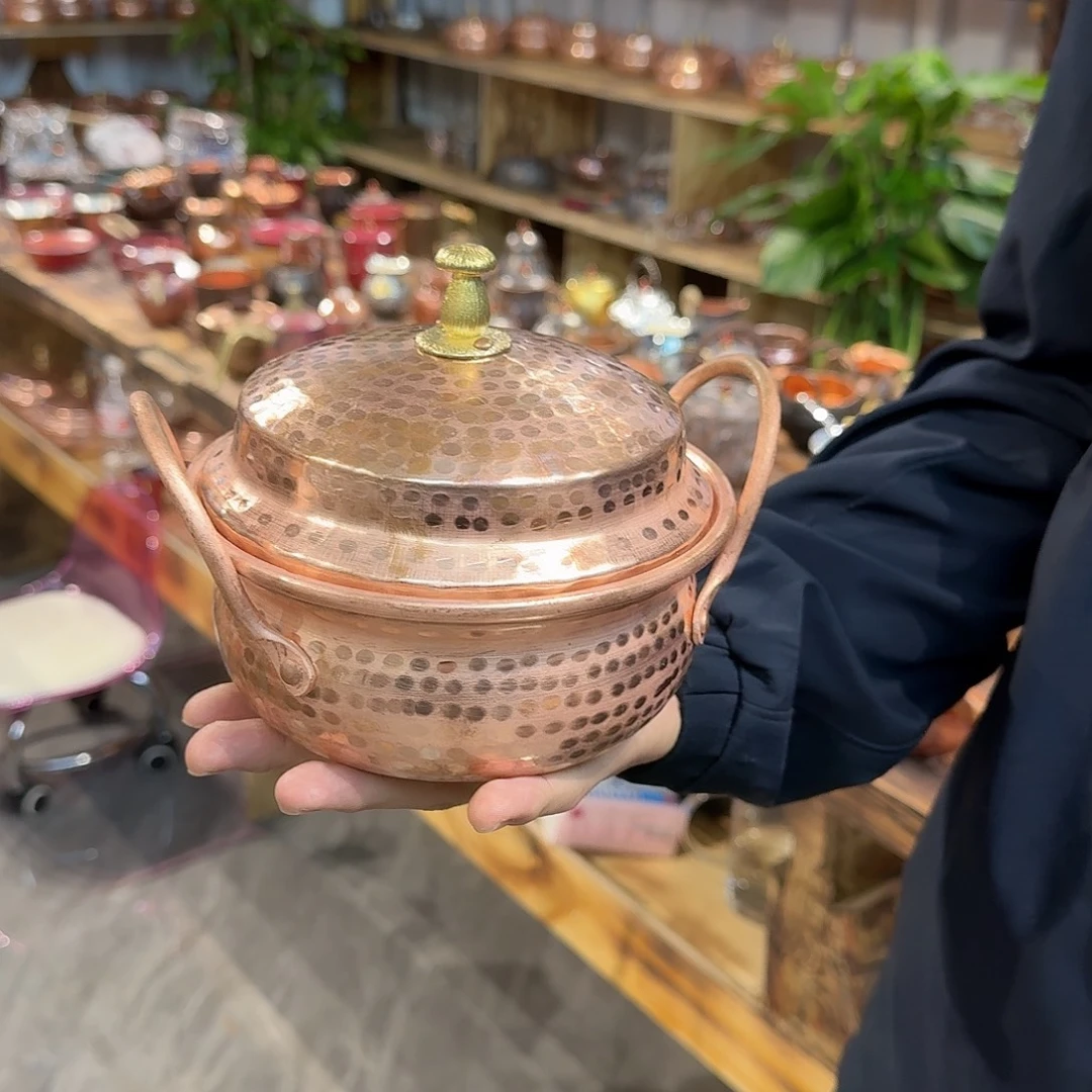 紫铜手工制作双耳锅一个16口径