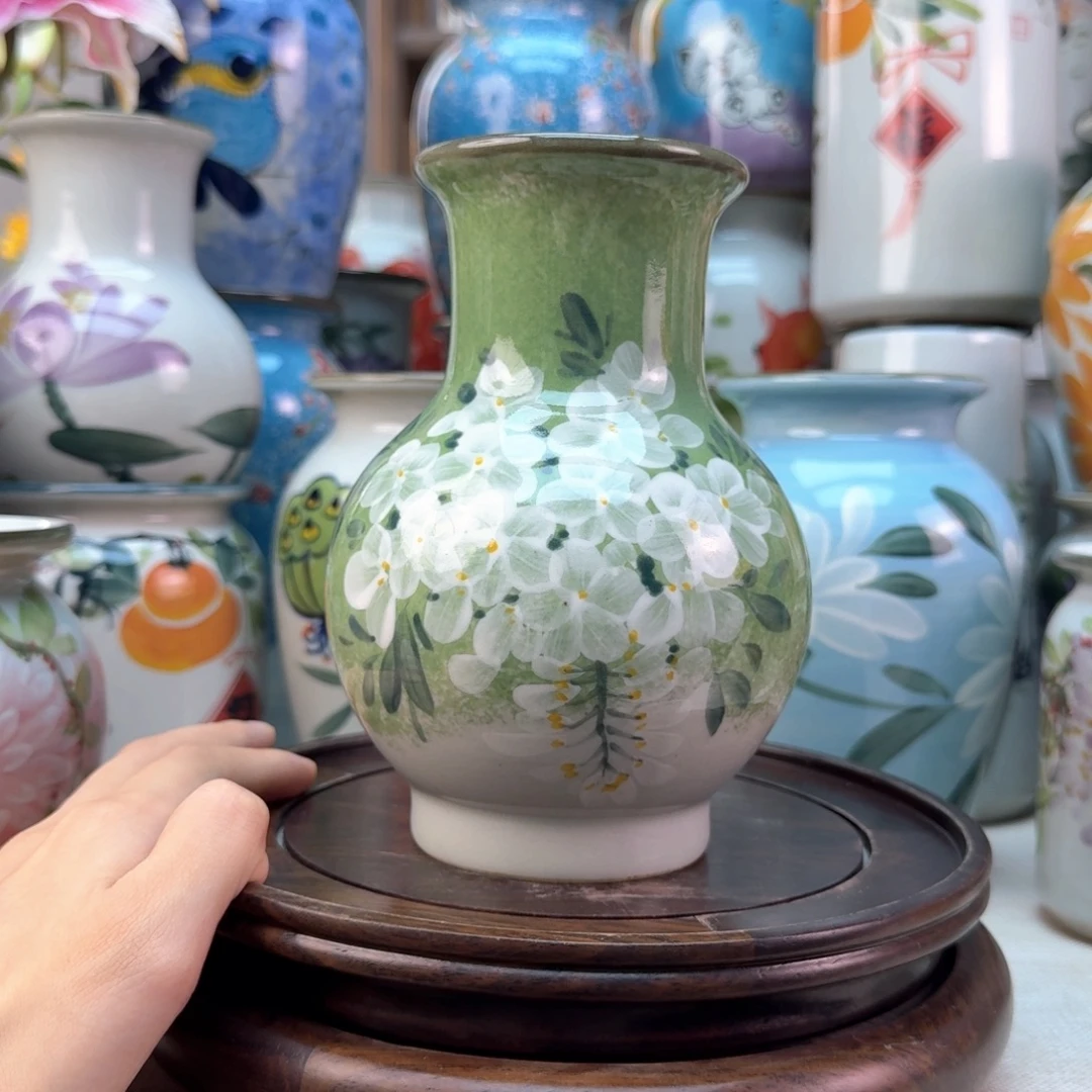 景德镇陶瓷手绘花瓶无孔