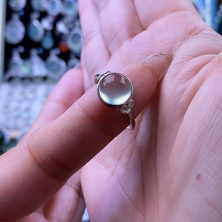 岫玉银S925镶嵌戒指