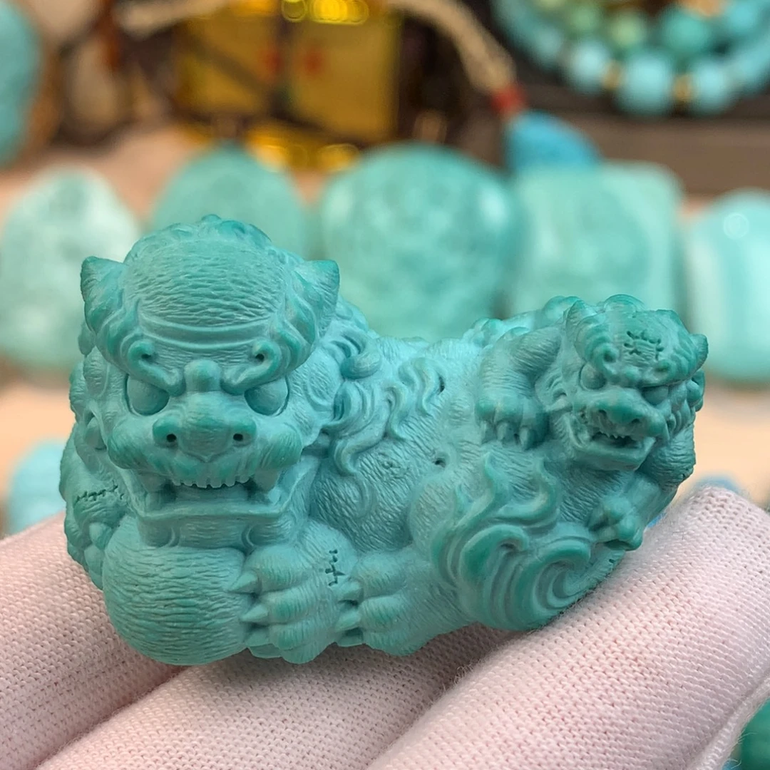 绿松石未镶嵌唐狮
