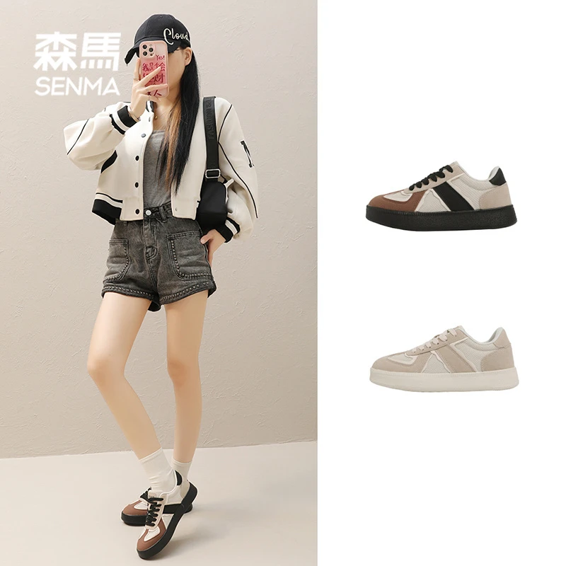 森马女鞋【双十一好物】秋季2025爆款德训鞋情侣英伦百搭厚底休闲鞋