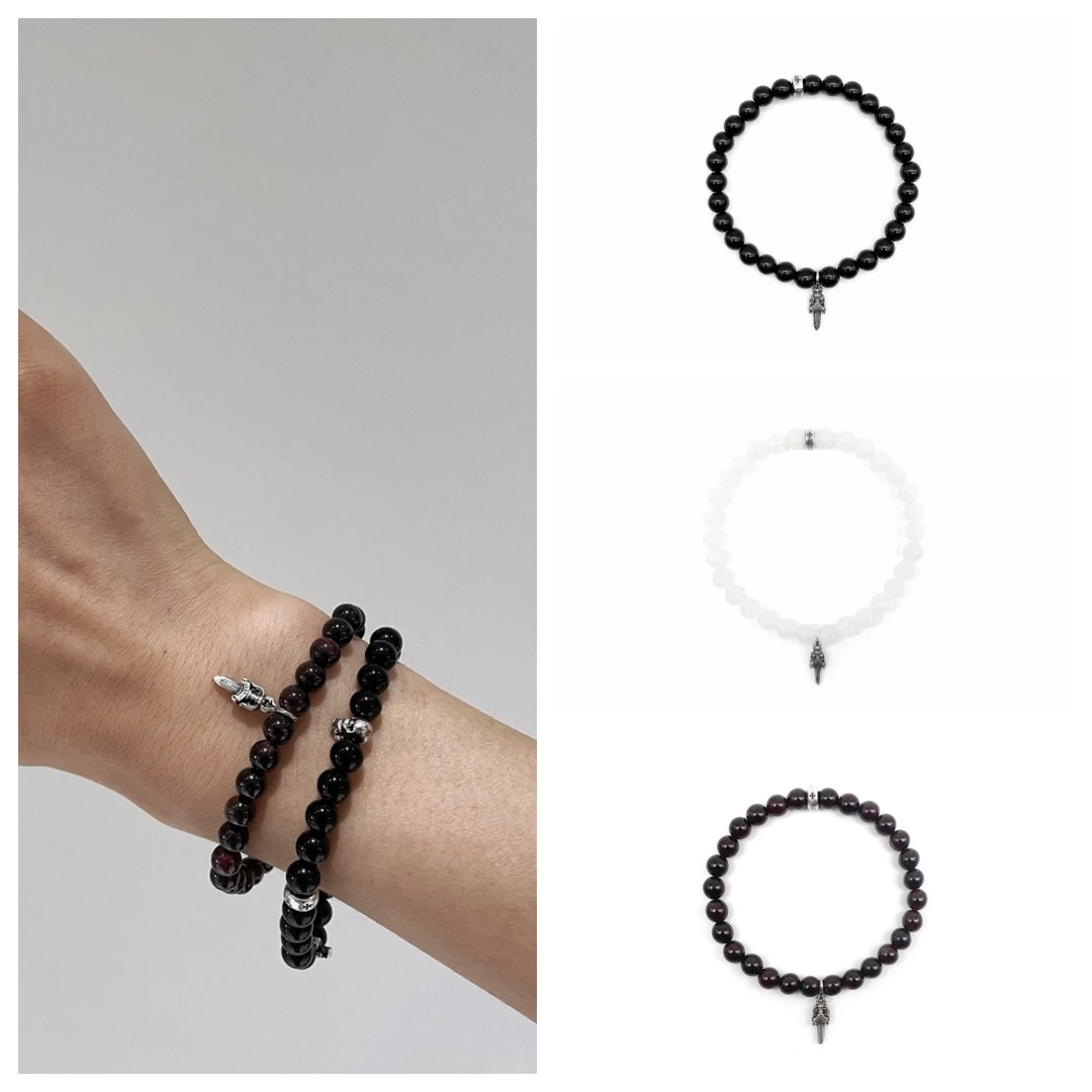 925银手链 Chrome Hearts 克罗心 6mm二银宝剑吊坠手链 手串