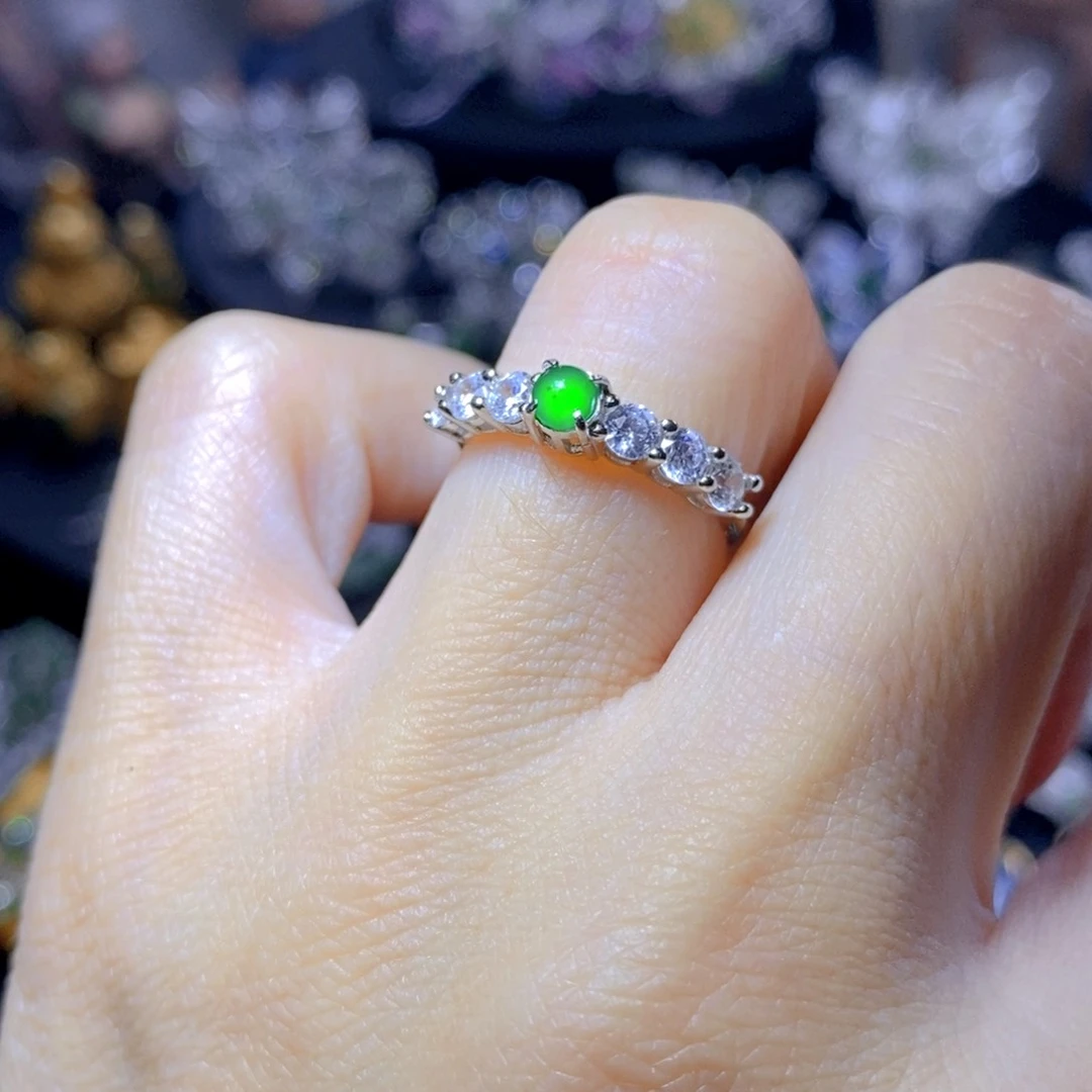 翡翠银S925镶嵌吊坠(不含链)天然翡翠