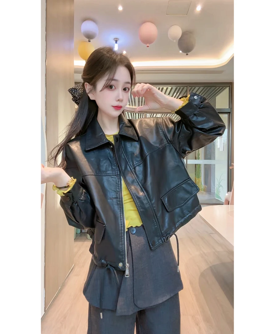 高端欧货2025年早春新款复古软皮衣