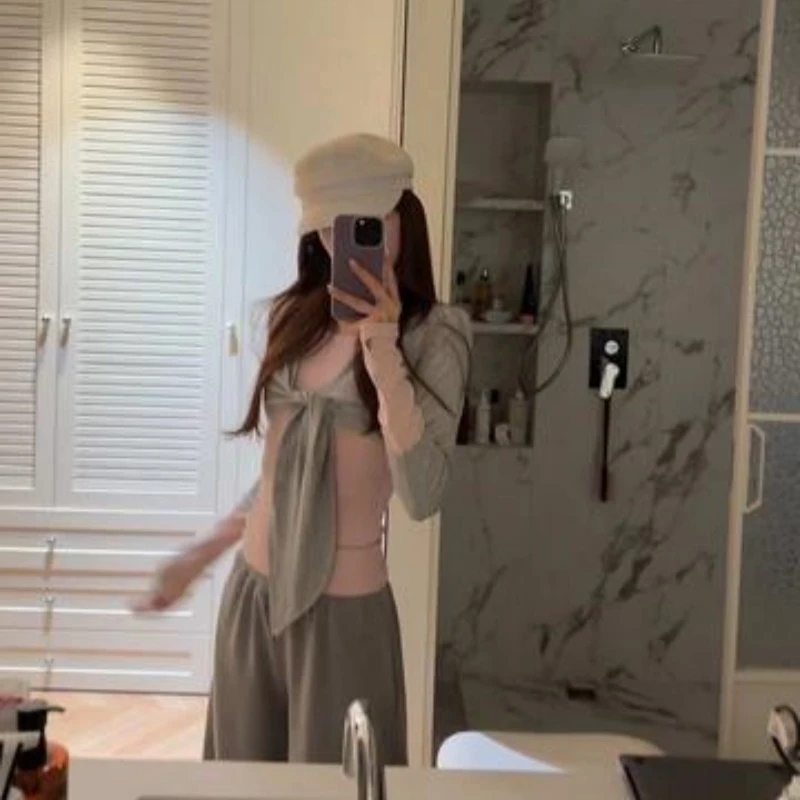 YIDENG假两件长袖性感上衣女2025秋季新款休闲时尚慵懒小香风T恤