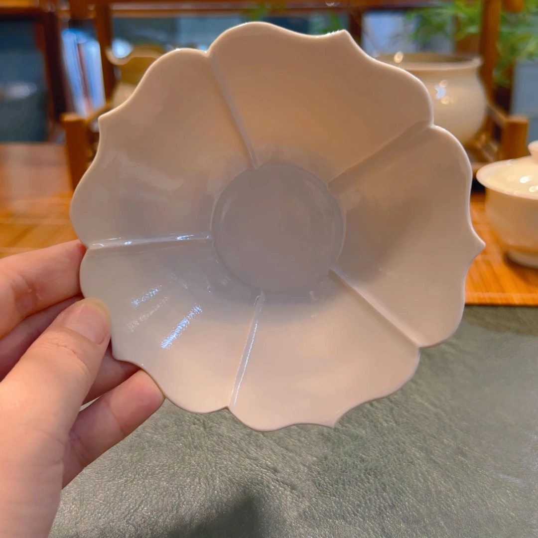 微澜定瓷 仿唐五叶碟