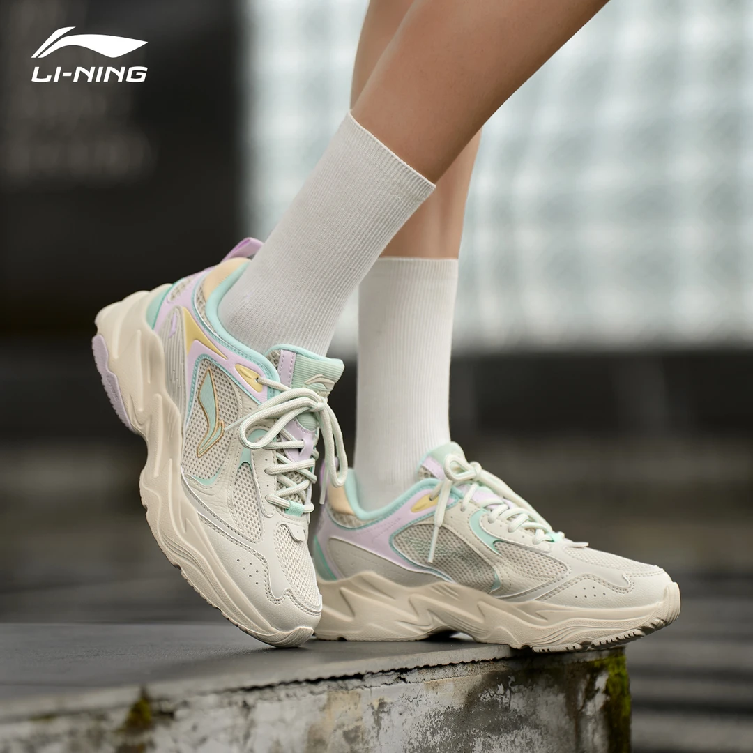 李宁女鞋运动鞋子2025新款女款爆款百搭网面透气正品休闲鞋老爹鞋