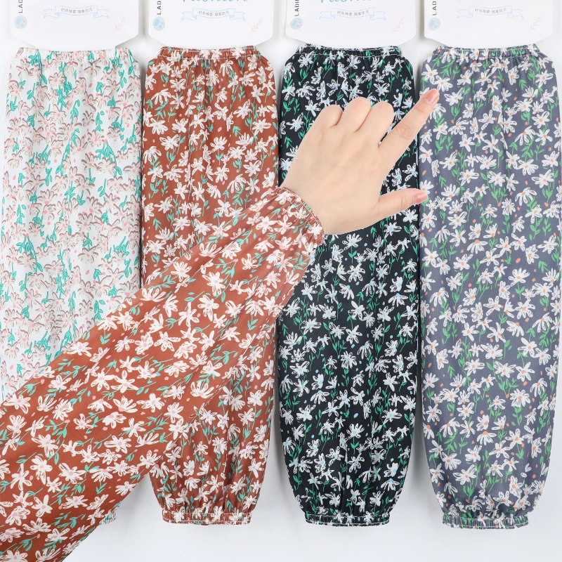 新款碎花宽松防晒袖套女款防紫外线冰丝加长冰袖干活开车护手臂套