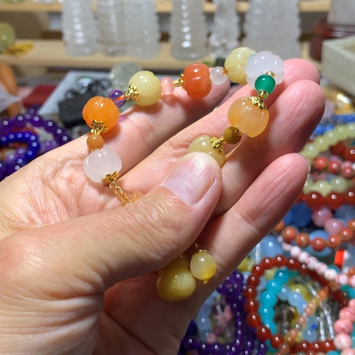 玛瑙/玉髓未镶嵌手链12mm福瓜手串