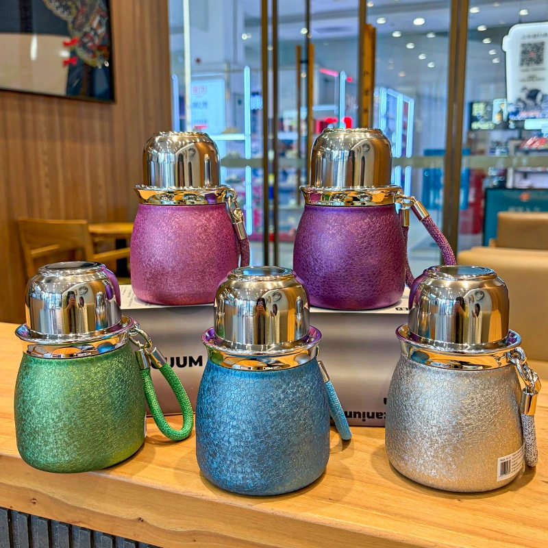 【Ti】时尚福禄杯商务钛杯高档带滤网泡茶杯便携出行覆钛葫芦保温杯