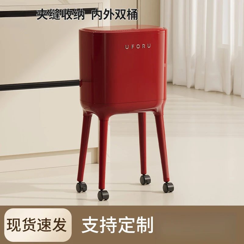 免弯腰高脚厨房垃圾桶家用客厅轻奢高级感大号大容量可移动垃圾筒