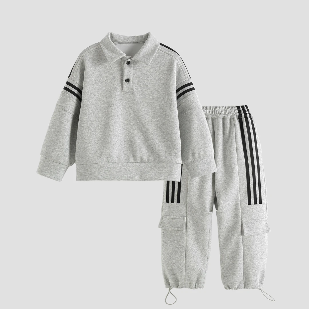 男童春季卫衣套装2025年新儿童春季简潮翻领卫衣套装 TZ3Q8022