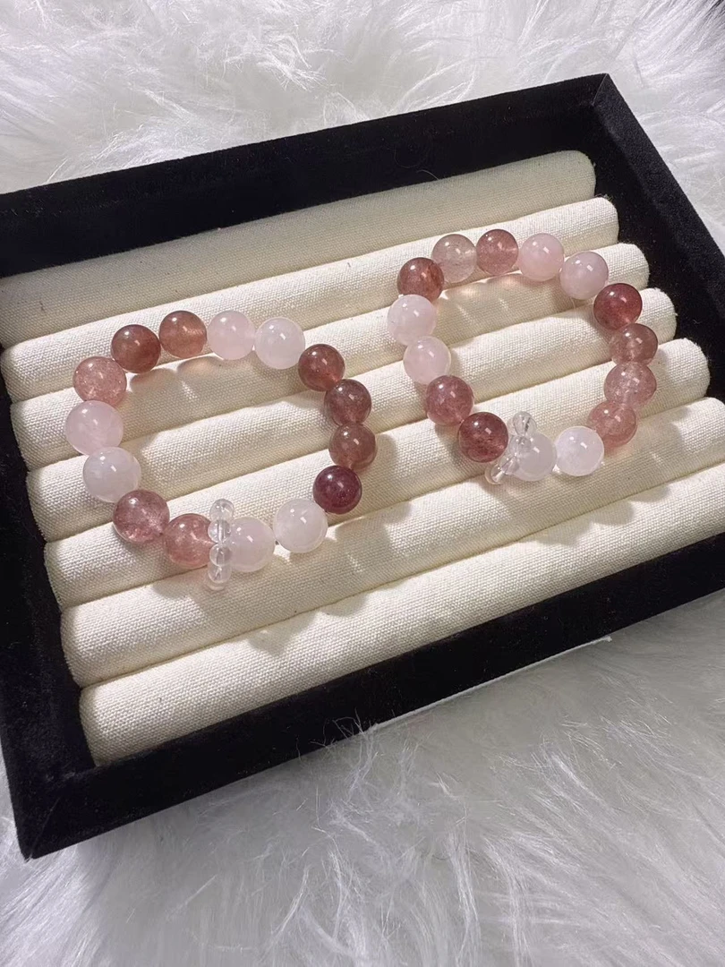 【小王子的玫瑰花】草莓晶粉水晶设计款手串多样性发其一