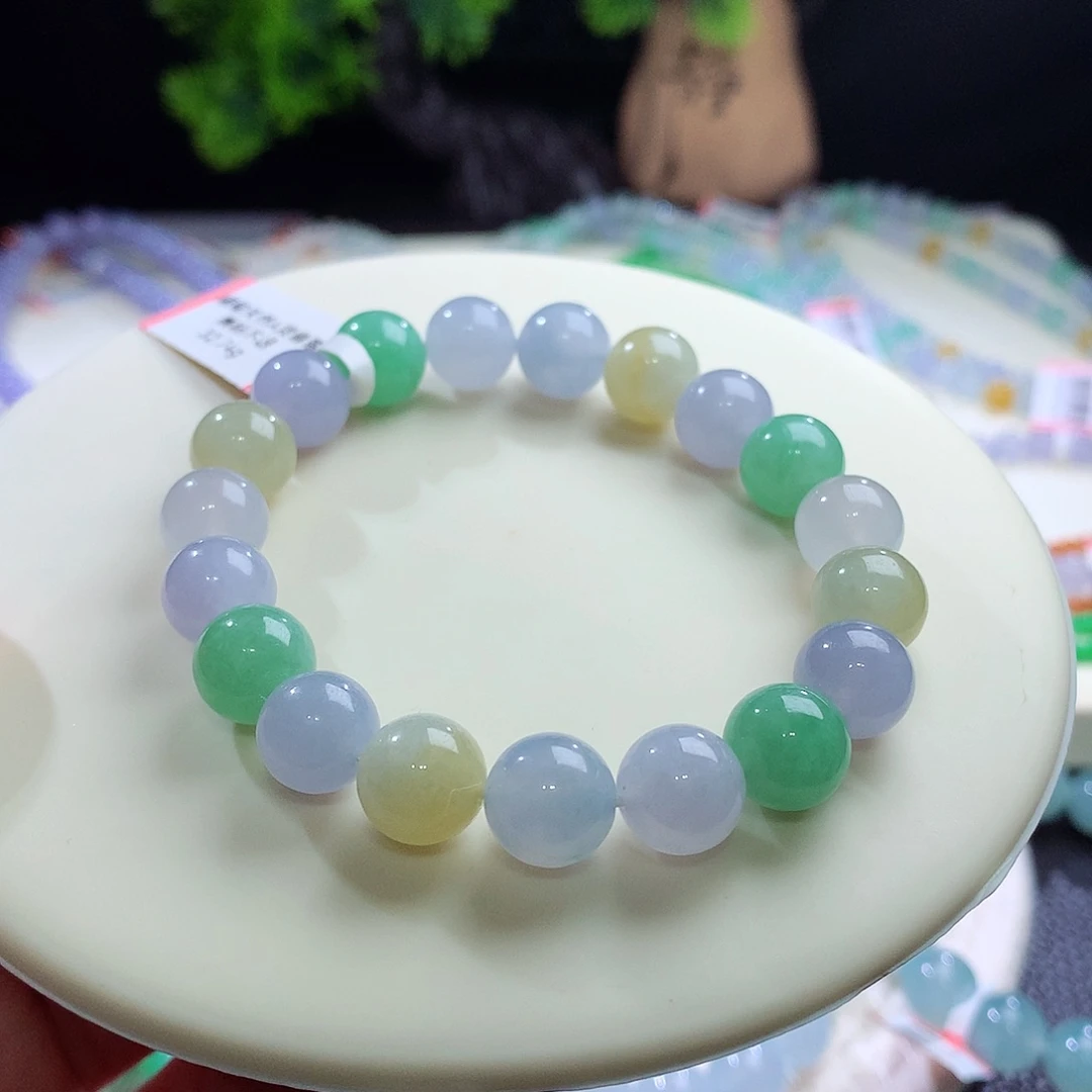 未镶嵌手串翡翠甜美系马卡龙 甜而不腻！卡10mm