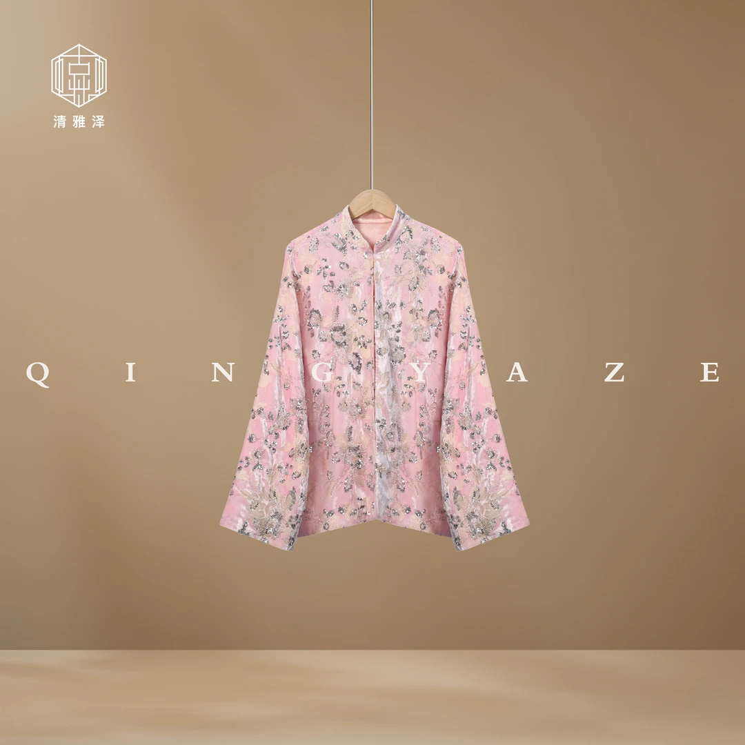 粉黛佳人！丝绒重工钉珠新中式外套！GZ5447