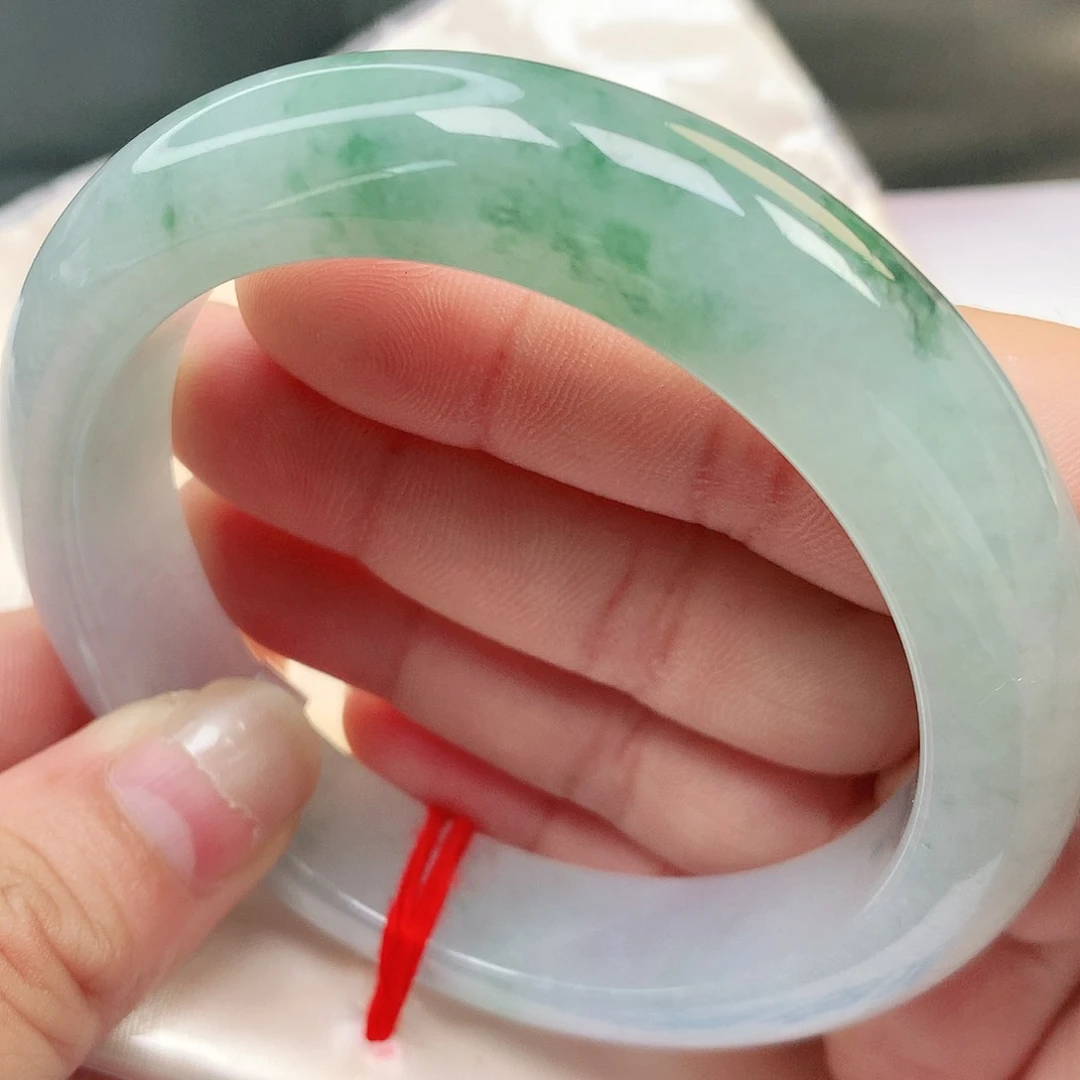 未镶嵌手镯翡翠61冰飘花缅甸纯天然A货翡翠157号