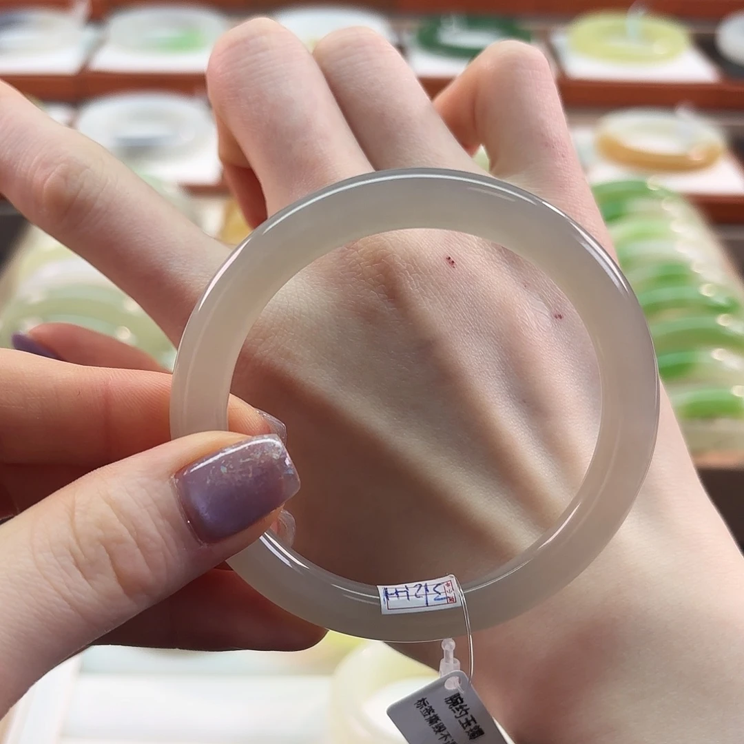 和田玉未镶嵌手镯【高冰紫美人条】