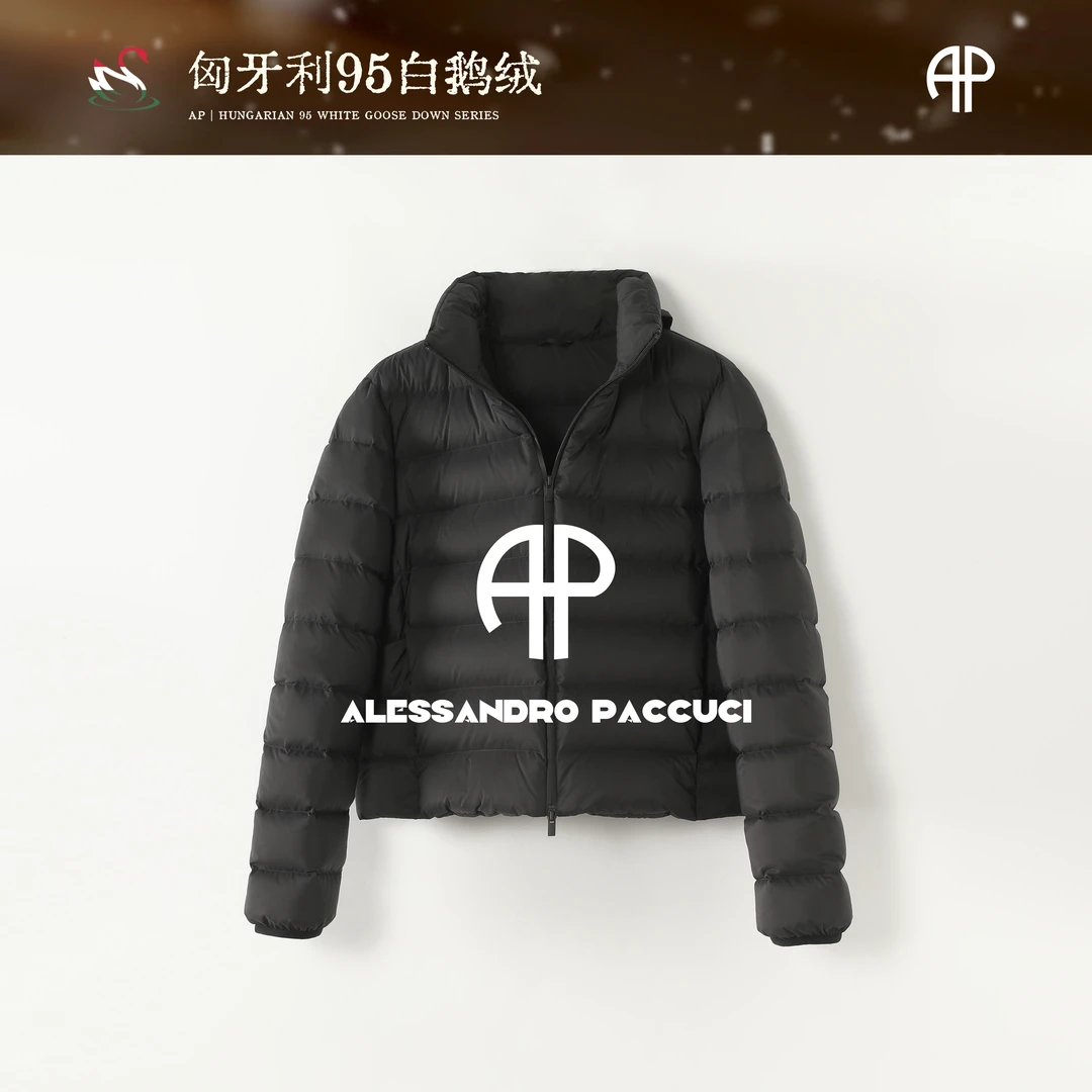AP洛哥44002RE【轻羽/新】匈牙利进口95白鹅绒立领连帽短款羽绒服
