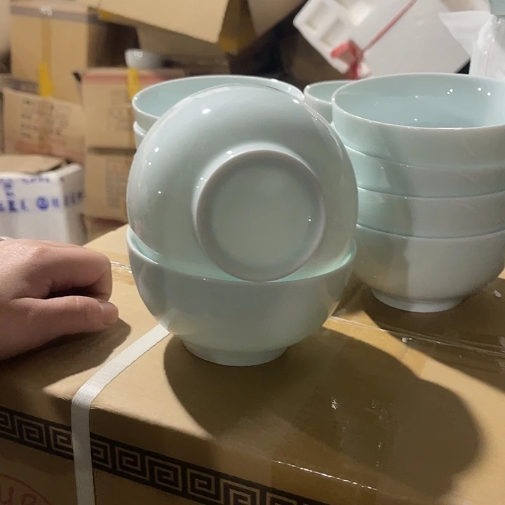 瓷片玉泥青瓷五英寸罗汉米饭碗2个，包邮
