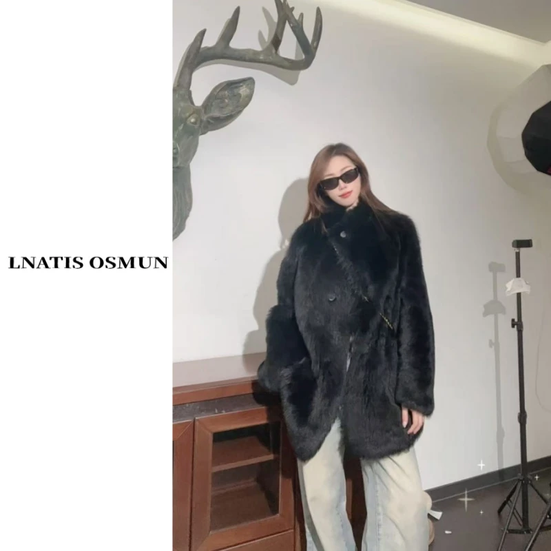 LNATIS OSMUN”佩里月光“40909托斯卡纳羊皮毛一体外套