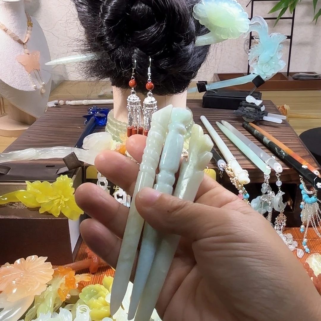 蛇纹石玉合金发饰