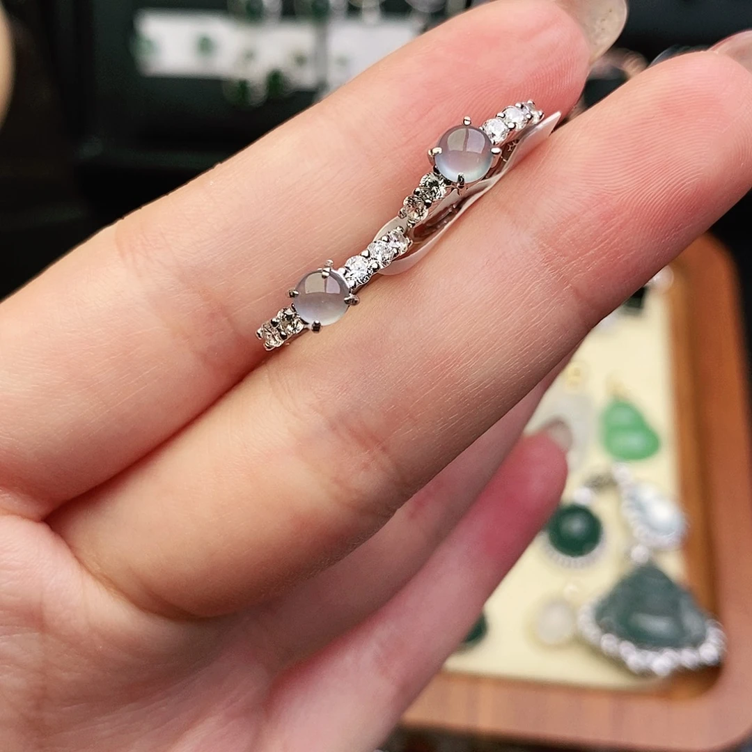 翡翠银S925镶嵌耳饰耳饰