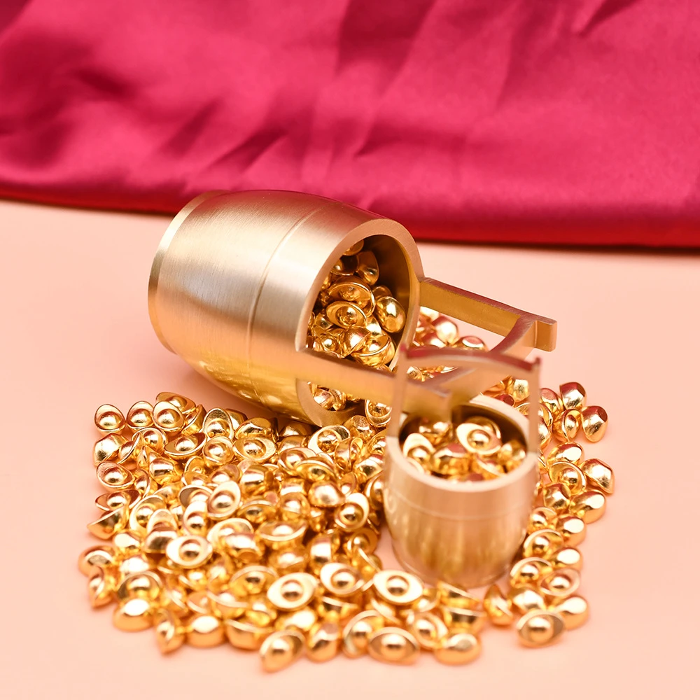 鎏金国风实心迷你小元宝仿真装饰家居开业摆件金属合金