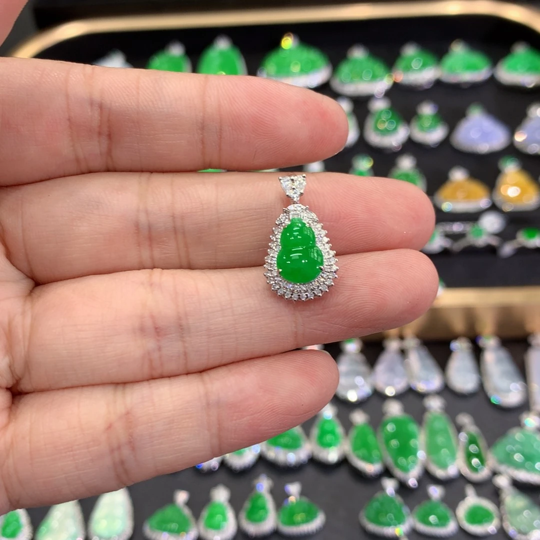 翡翠18K金镶嵌吊坠(不含链)吊坠