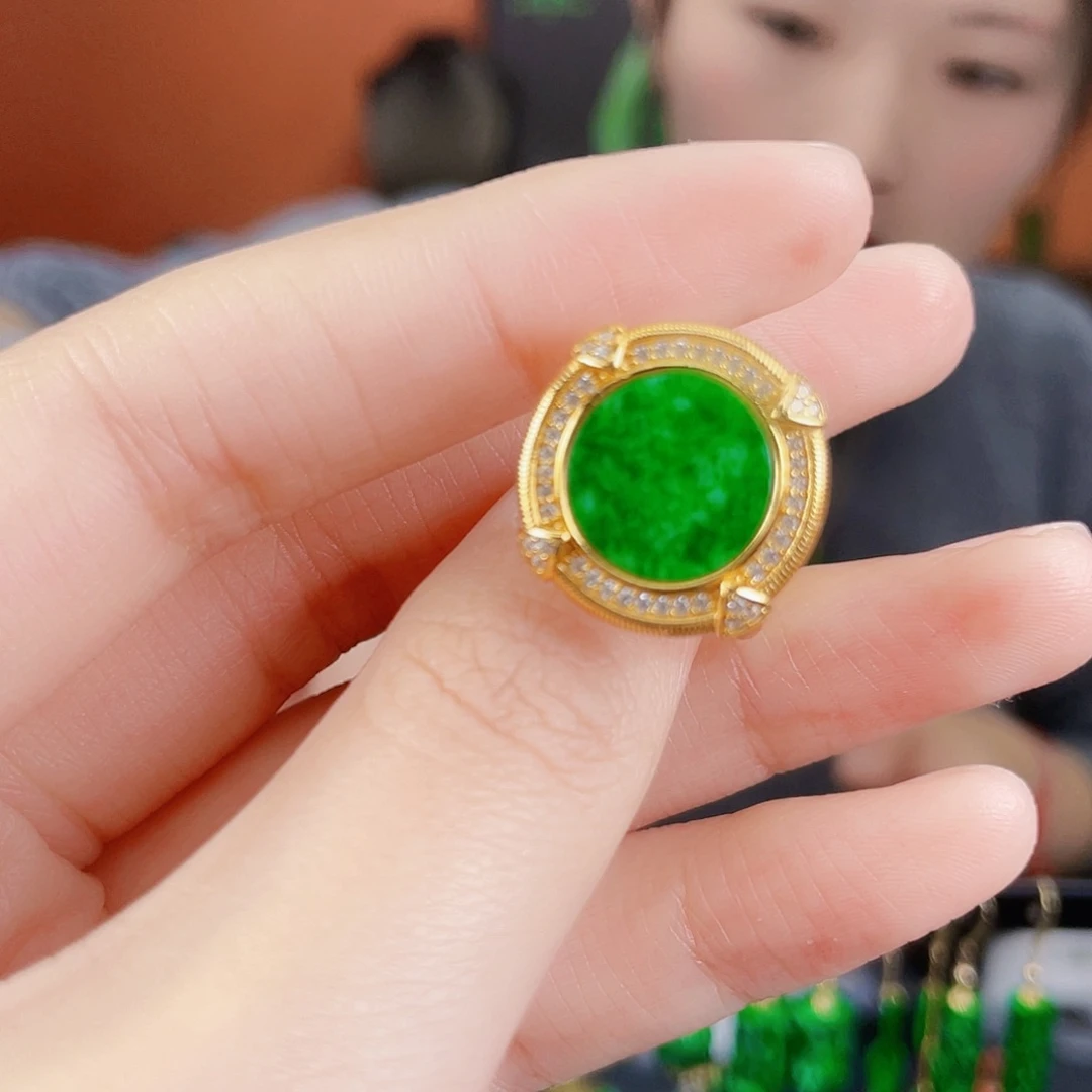 翡翠银S925镶嵌耳饰