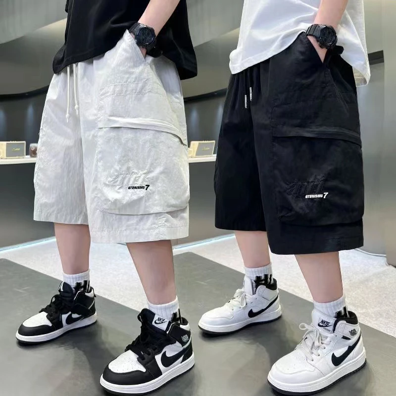 【爆款推荐】男童时髦设计款短裤洋气中大童速干运动五分裤S9261