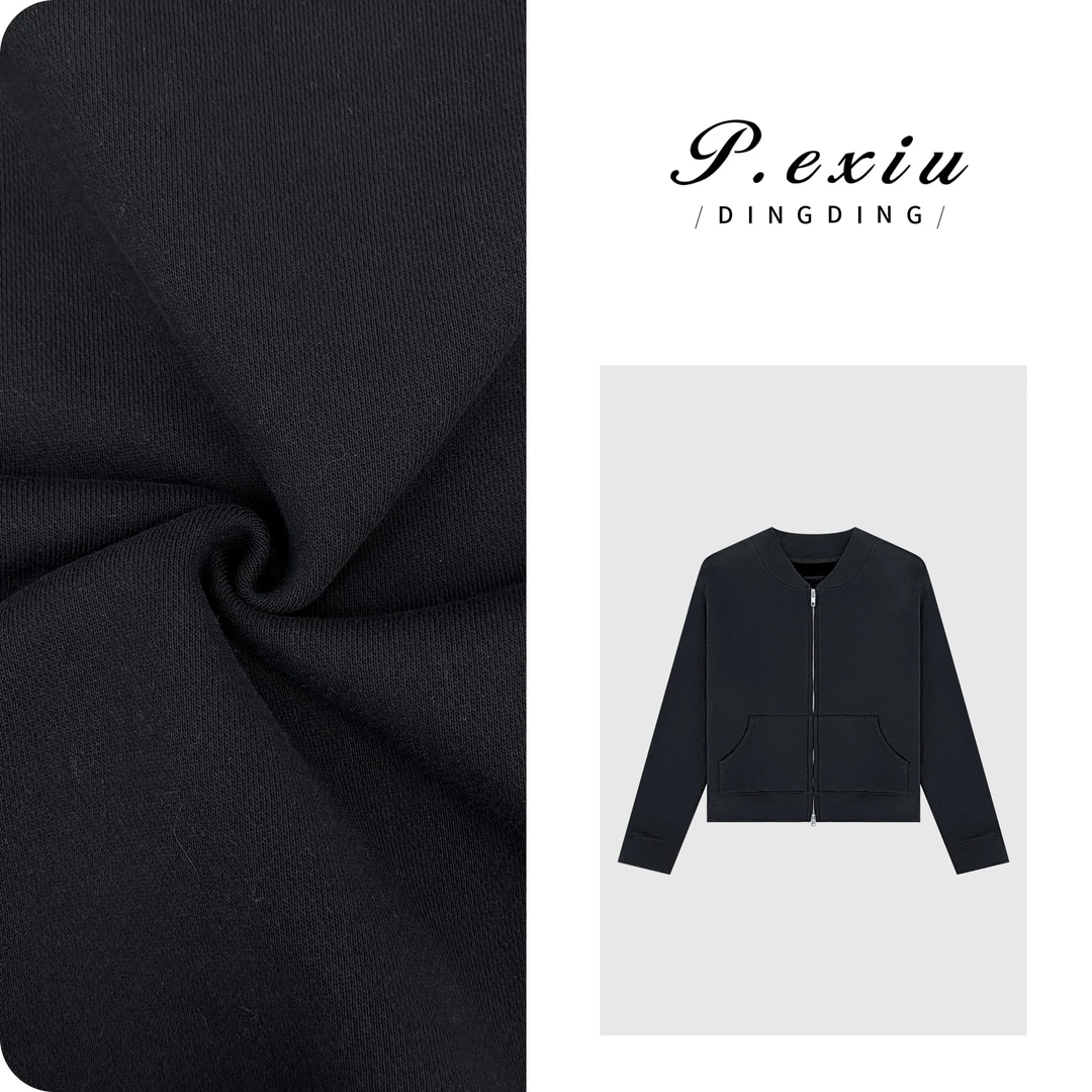 复古时髦磨绒百搭宽松拉链圆领长袖外套H2583