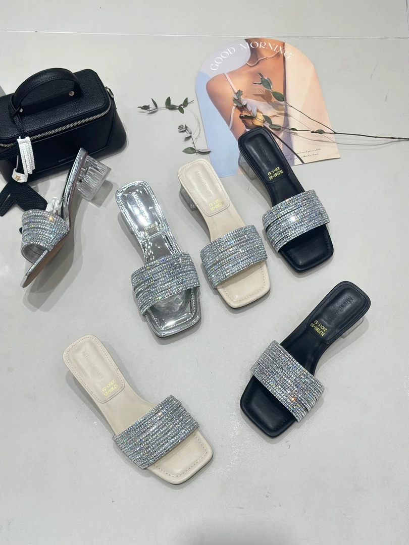 【NO退NO换】鑫燃KIKI 韩版高级感贴钻一字带凉鞋 268-26 BL （F）