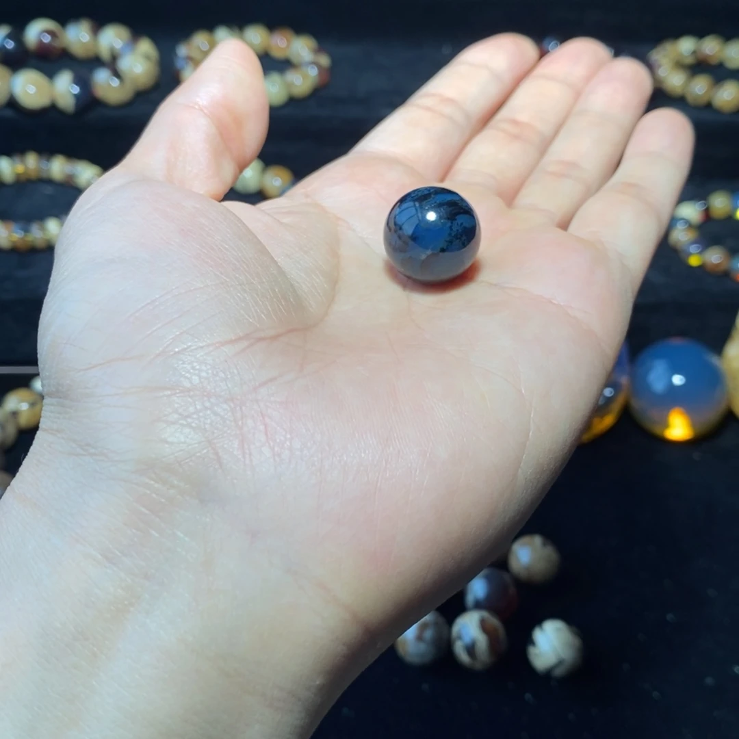 吉***伴琥珀未镶嵌颈饰海藻单珠打孔不退