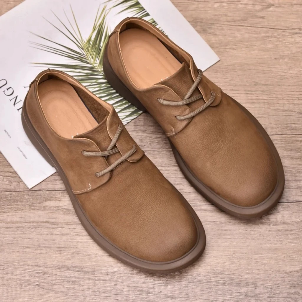 EAEOVNI新款商务休闲厚底皮鞋男透气百搭复古英伦软底耐磨小皮鞋