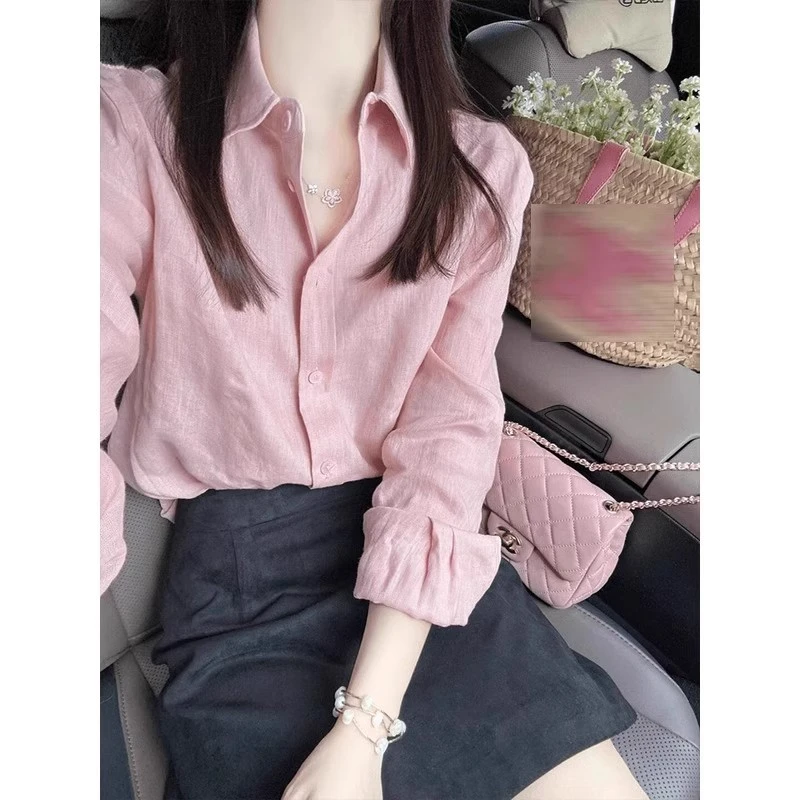 芯娇晴2025新款夏秋季休闲简约气质衬衫搭配半身裙短裙子显瘦潮流