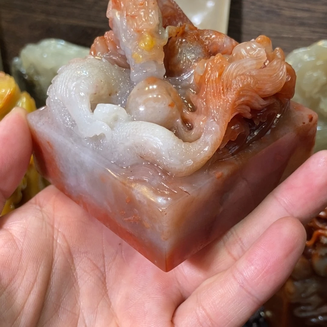 寿山石印石老挝水洞桃花