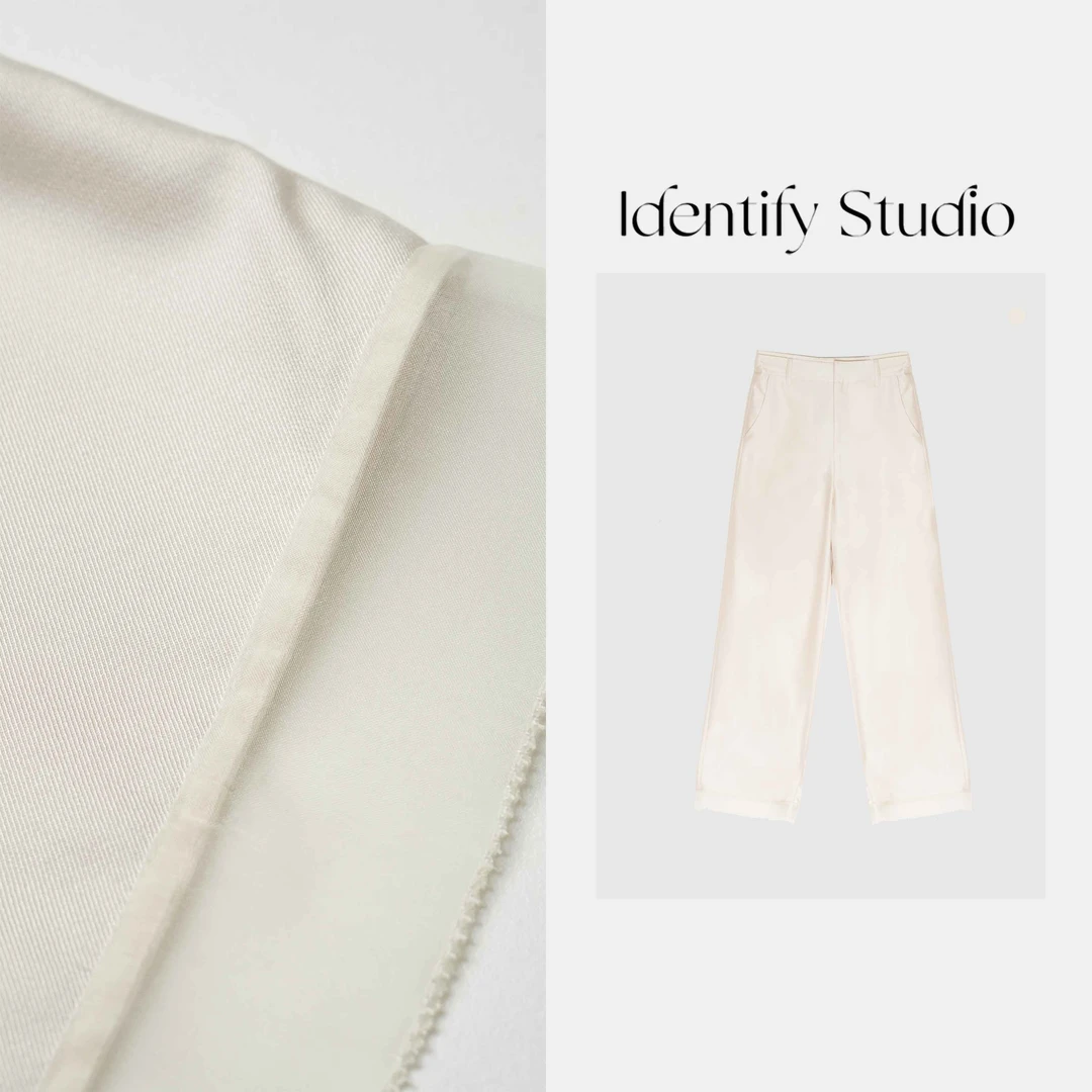 IDENTIFY“加长款白鹭”夏新款原创百搭脚口拼接设计直筒长裤25SS