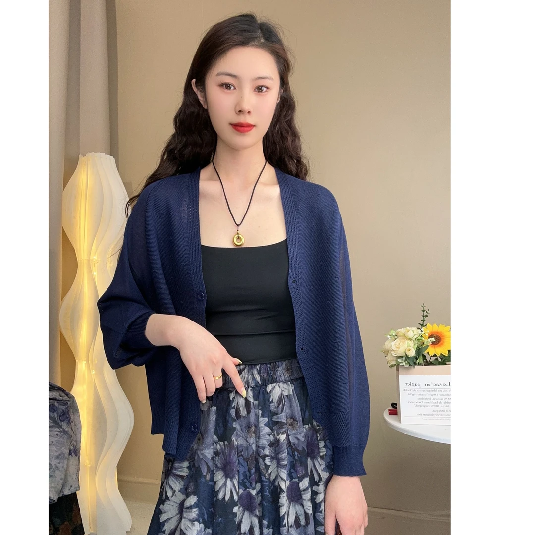 M-111新款针织防晒衫女宽松外穿夏季韩版百搭显瘦薄款气质开衫