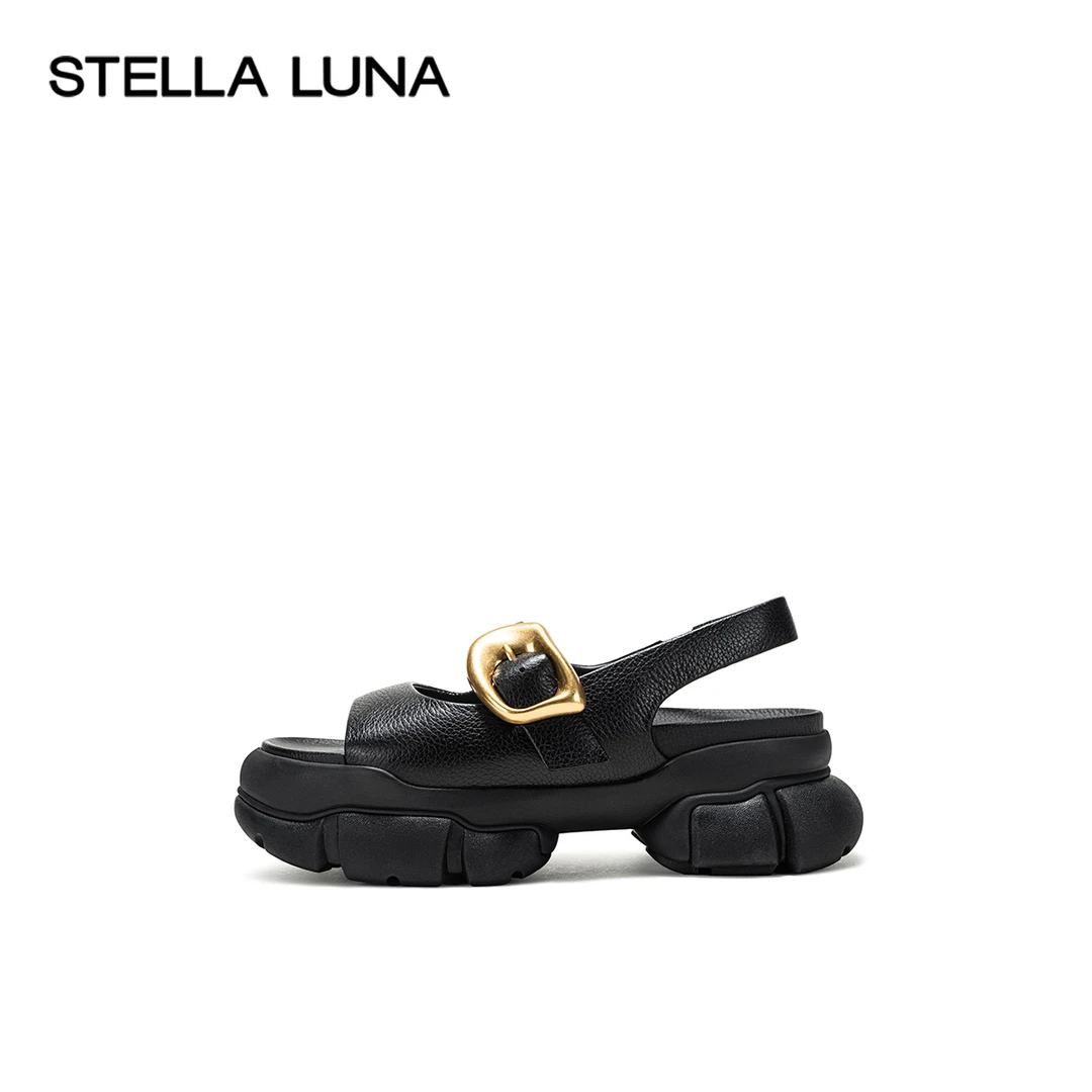 STELLA LUNA女鞋24SS凉鞋 BRASS TACKS 金属扣饰厚底休闲凉鞋