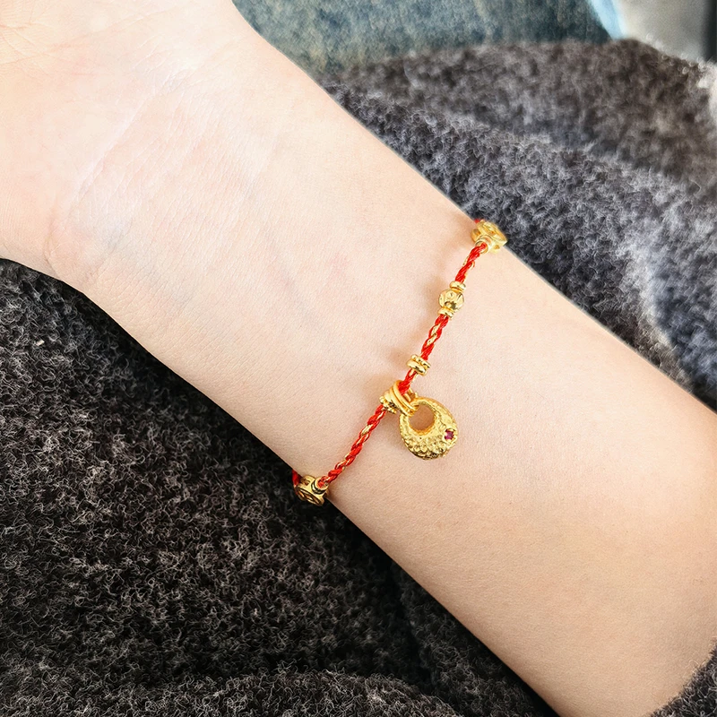 合金手链 招财福禄|多宝红绳编织手链新年款蛇年红色手绳