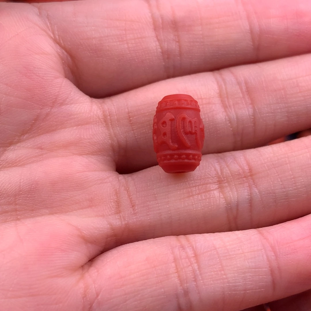 南红玛瑙六字真言桶珠8.8MM未镶嵌
