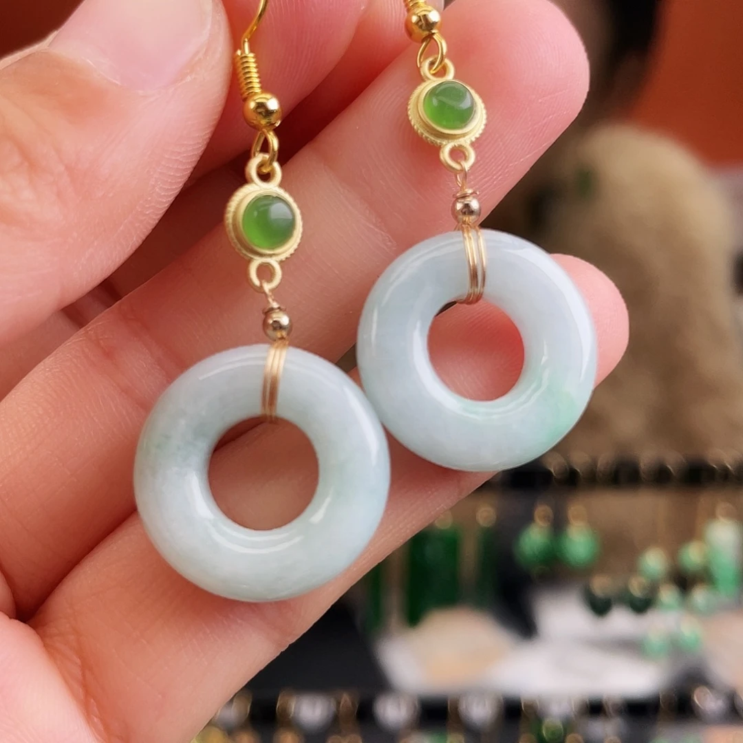 翡翠未镶嵌耳饰饰品