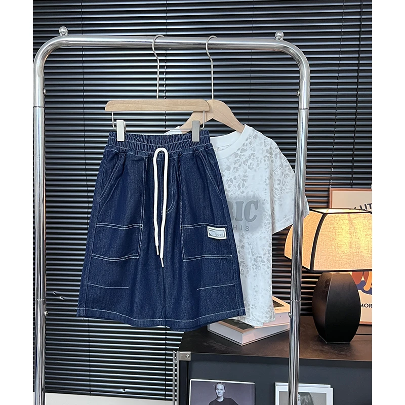 男童牛仔短裤2025新款韩版宽松儿童裤子夏季复古男孩薄款七分裤子