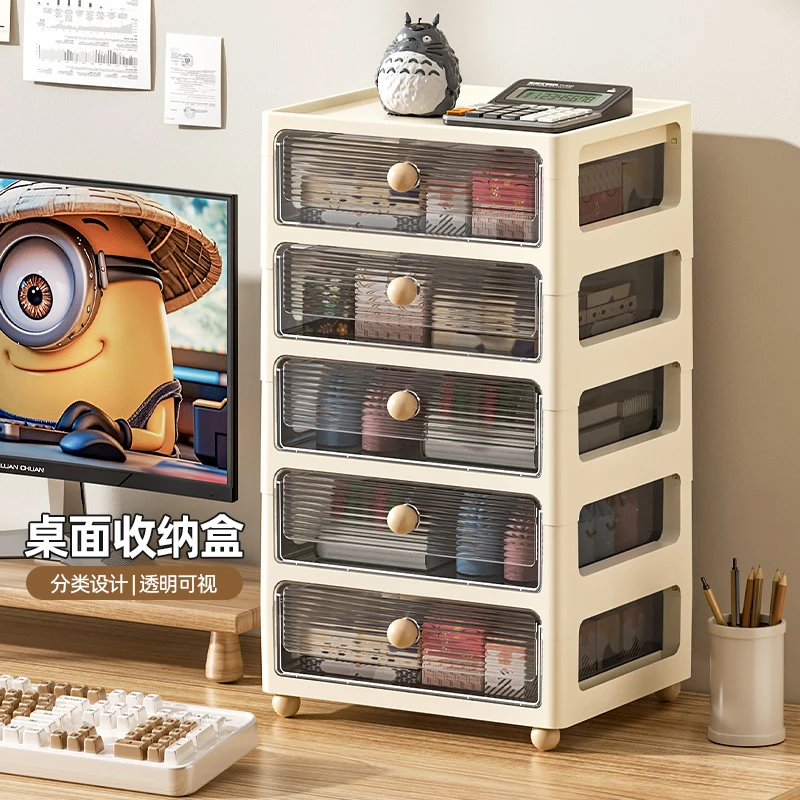 yele/也乐【27面宽5层】抽屉式化妆品收纳盒学生宿舍桌面杂物整理盒