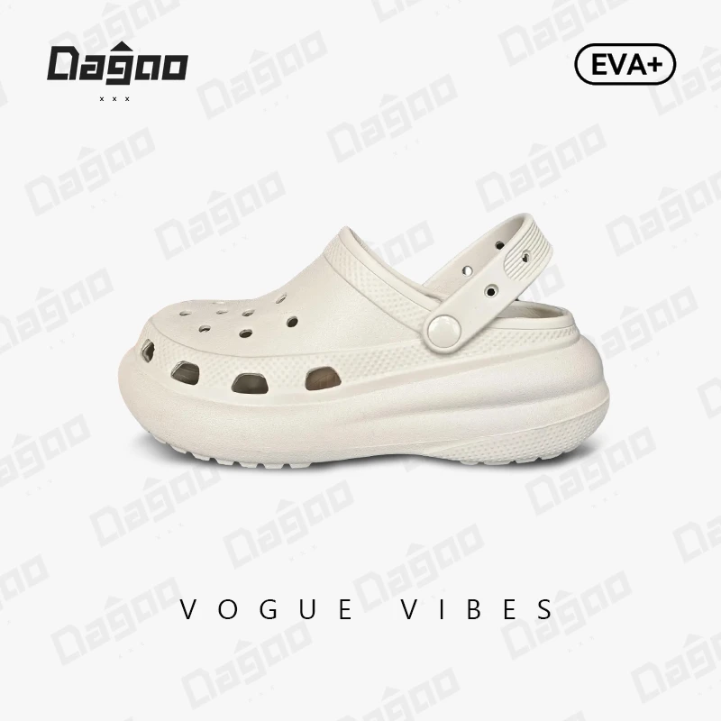 cro泡芙洞洞鞋女定制光轮鲸鱼新款防滑厚底增高拖鞋外穿沙滩凉鞋