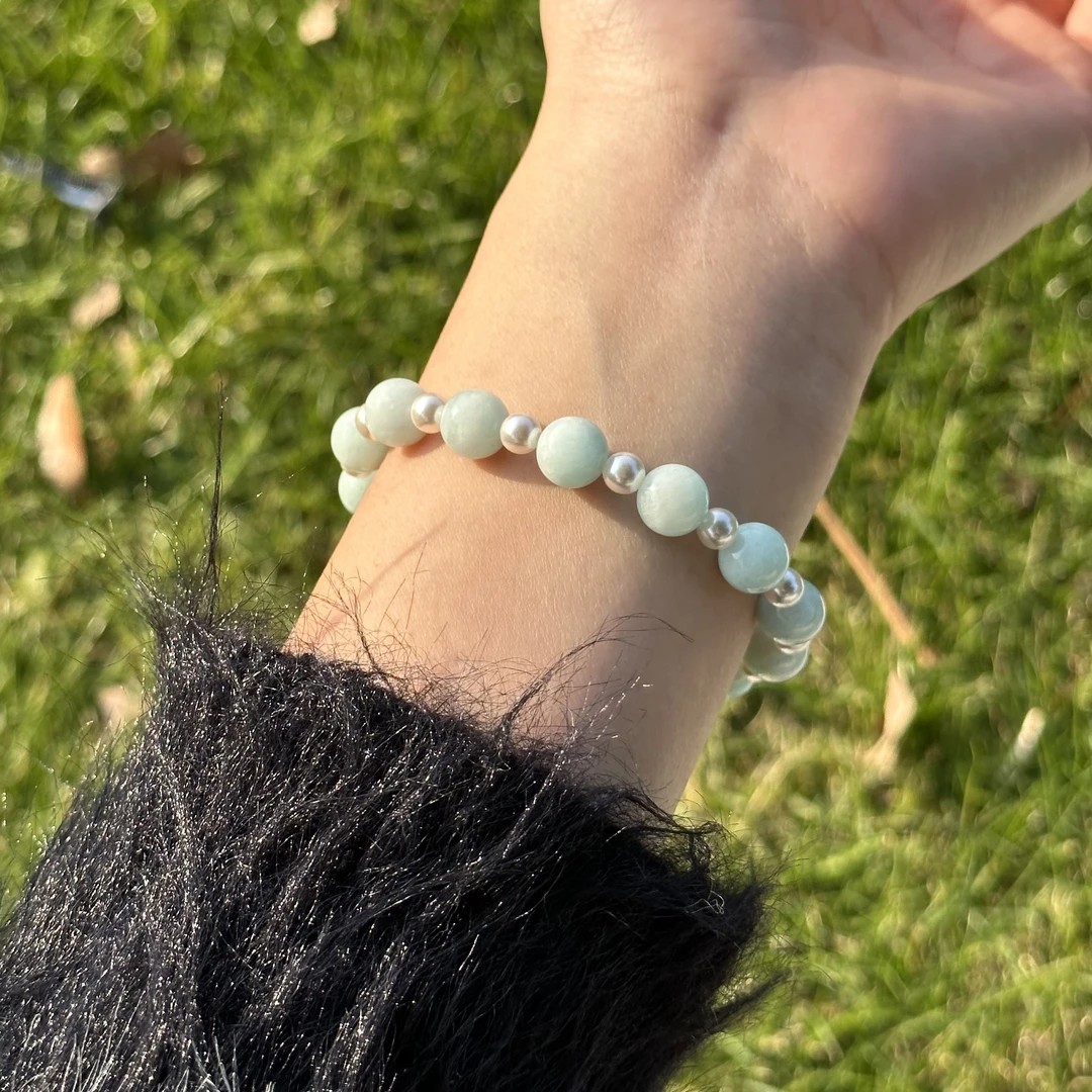 「薄荷曼波」天然天河石原创设计精致简约百搭时尚手饰多样性发一